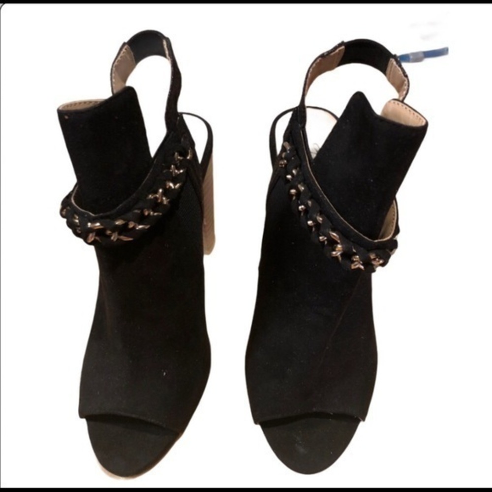 Thalia Sodi Black Peep Toe Ankle Boots